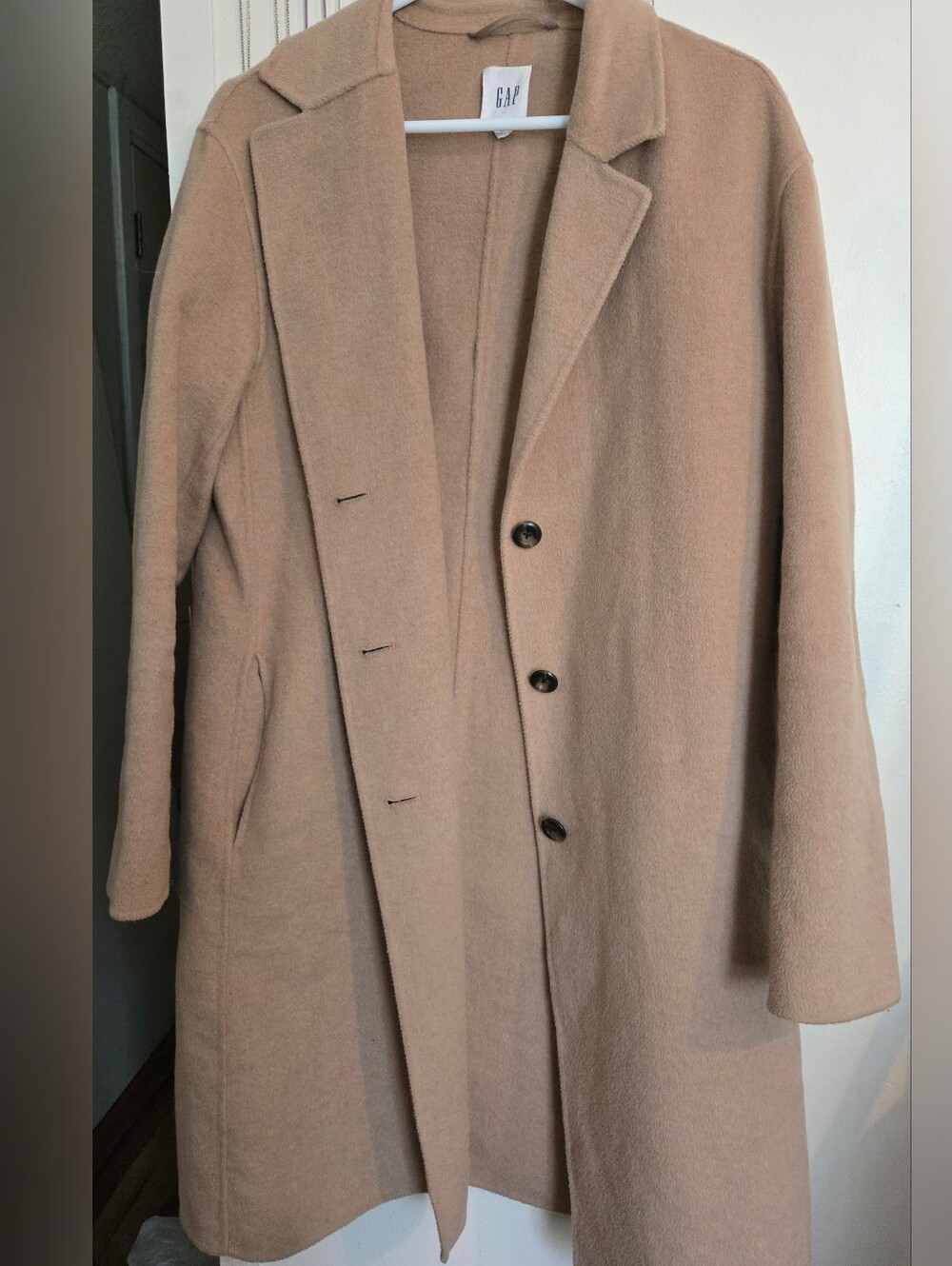 GAP Women's Camel Wool-Blend Overcoat, Sz Med
